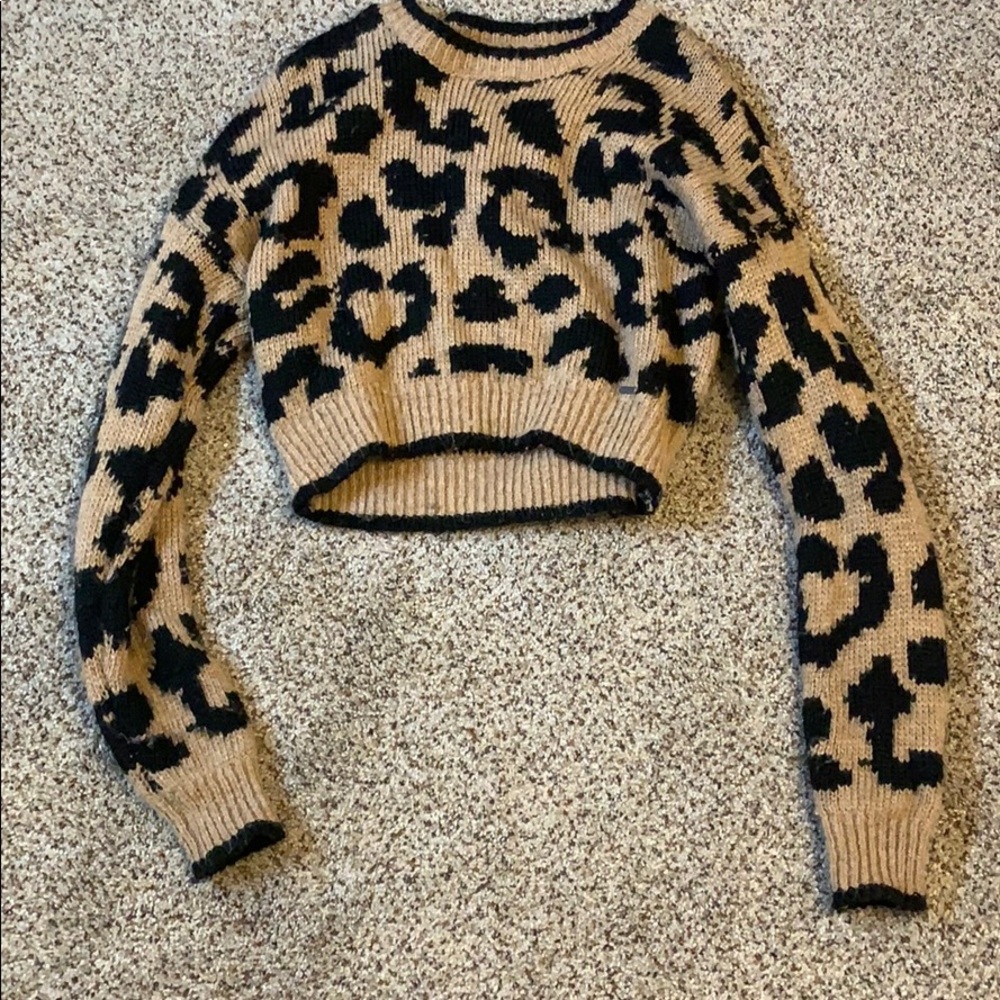 Hollister cropped cheetah sweater